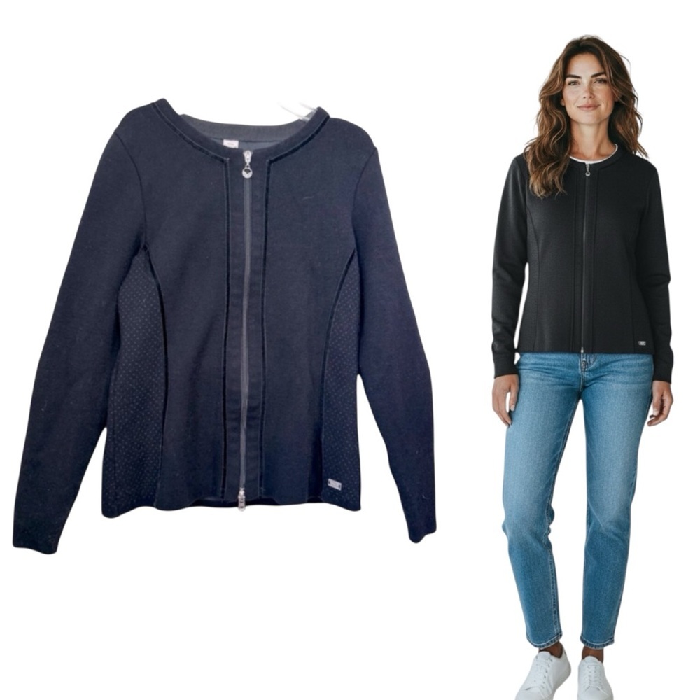 Dale Of Norway Merino Wool Jacket Black Gray Zipper Sweater Cardigan Knit Top M